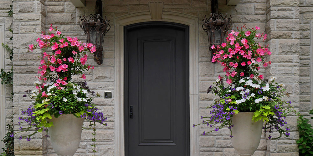 Pine Hills Nursery -Creative Ideas for Container Gardens-beautiful front door planters